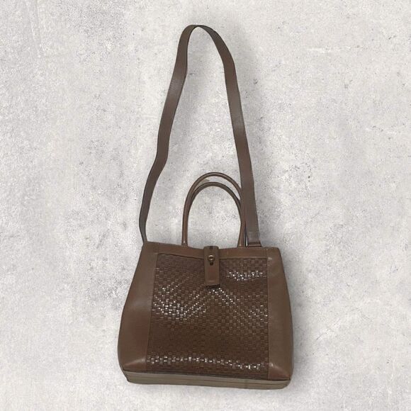 Orvis | EUC Vintage Medium Brown Woven Leather Shoulder-bag Purse - Picture 1 of 11
